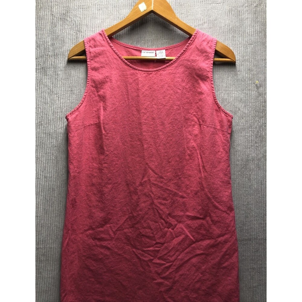 Liz Baker Linen Blend Dress Size Large Pink Sleeveless Summer Vacation